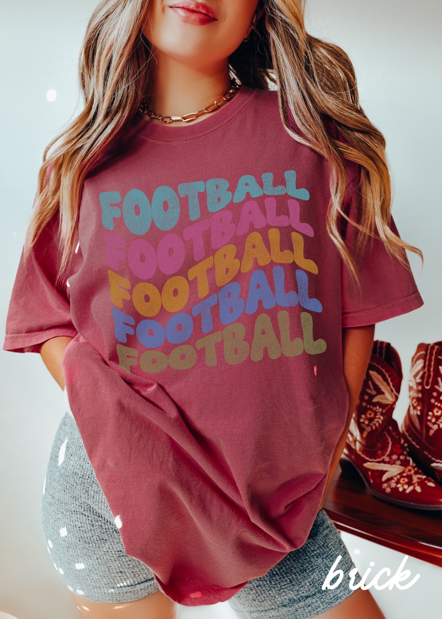 *FOOTBALL Wavy Tee 9 Colors (S-4X)