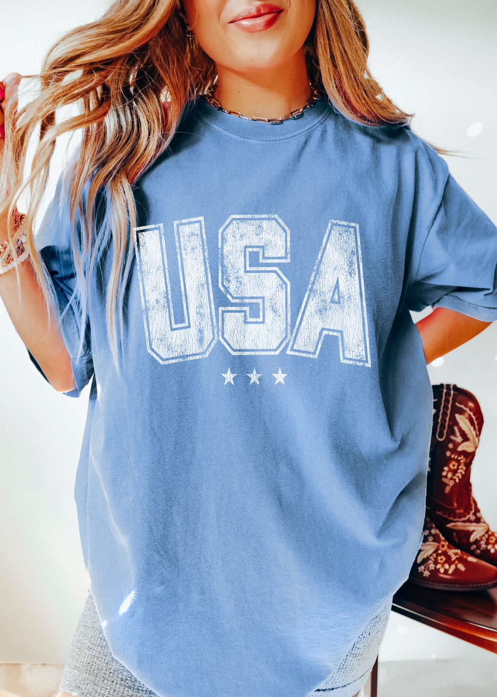 PRE-ORDER: USA Star Tee *6 Colors (S-3X)