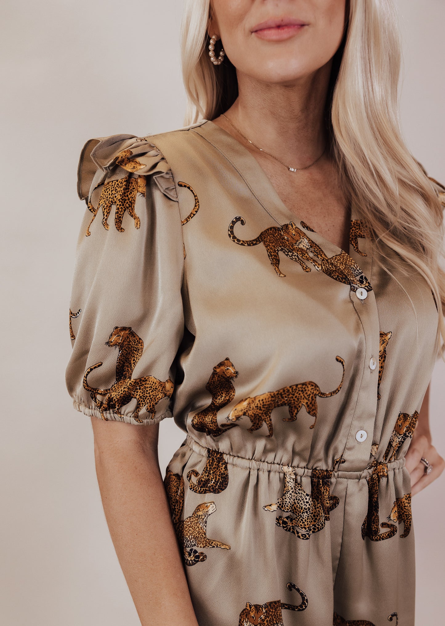 SMALL: Animal Print Romper *OLIVE