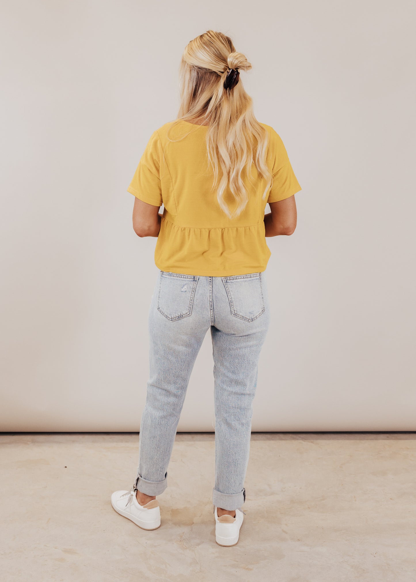 Mustard Button Crop Top