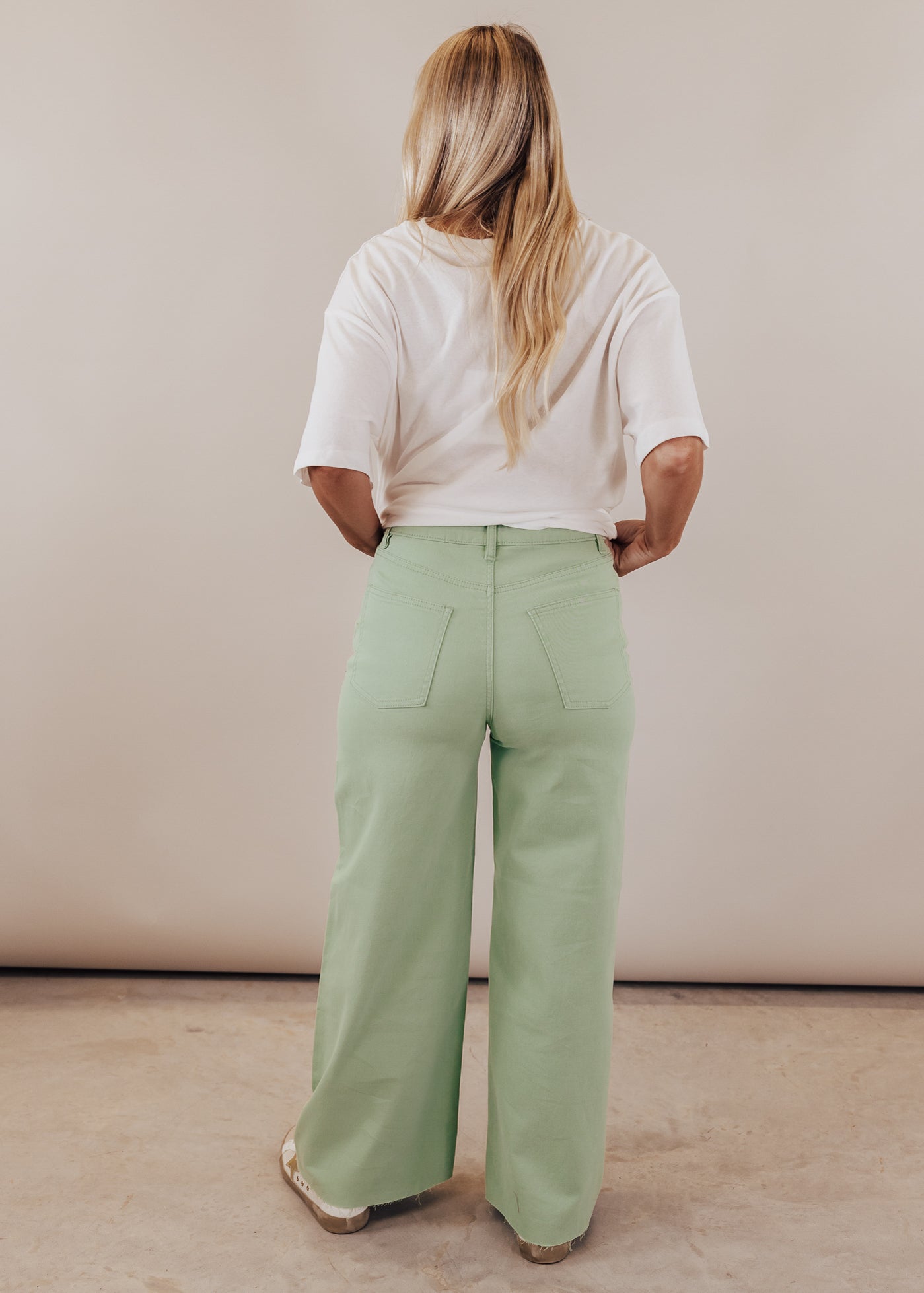Wide Leg Light Green Pants