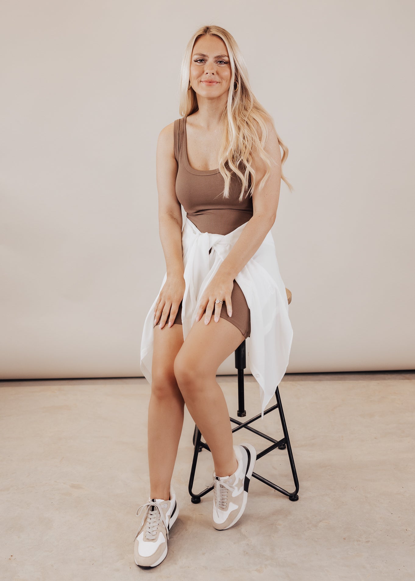 Rib Fitted Romper *MOCHA