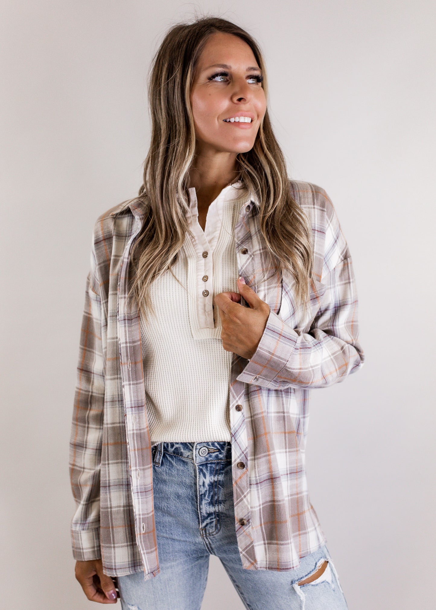 Marsha Flannel *GREY/TAUPE