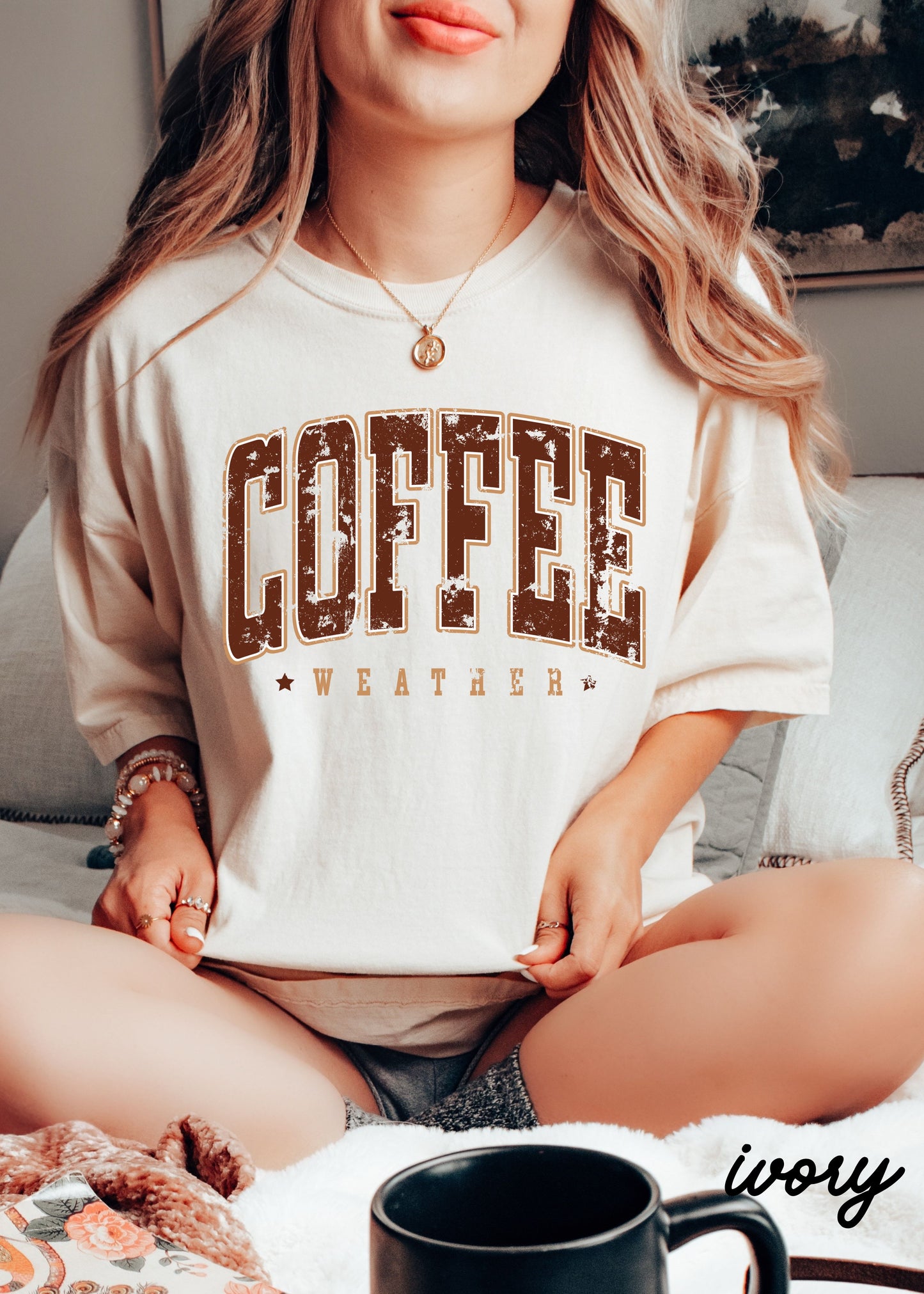 *Coffee Weather Maroon Tee *4 Colors (S-3X)