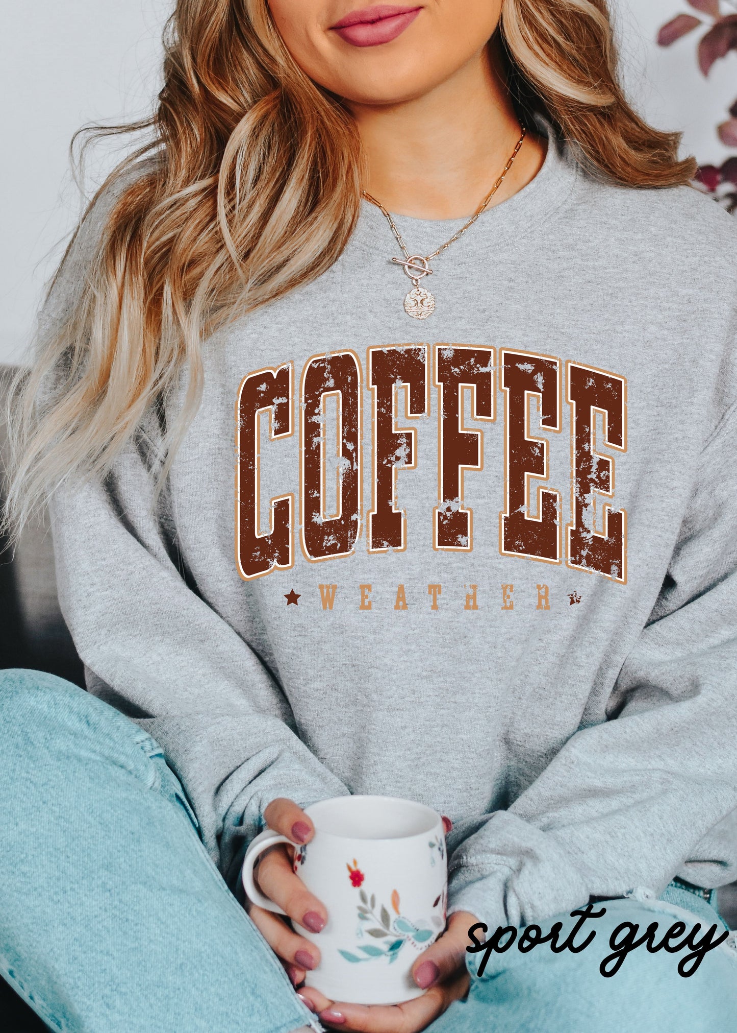 *Coffee Weather Maroon Sweatshirt *3 Colors (S-3X)