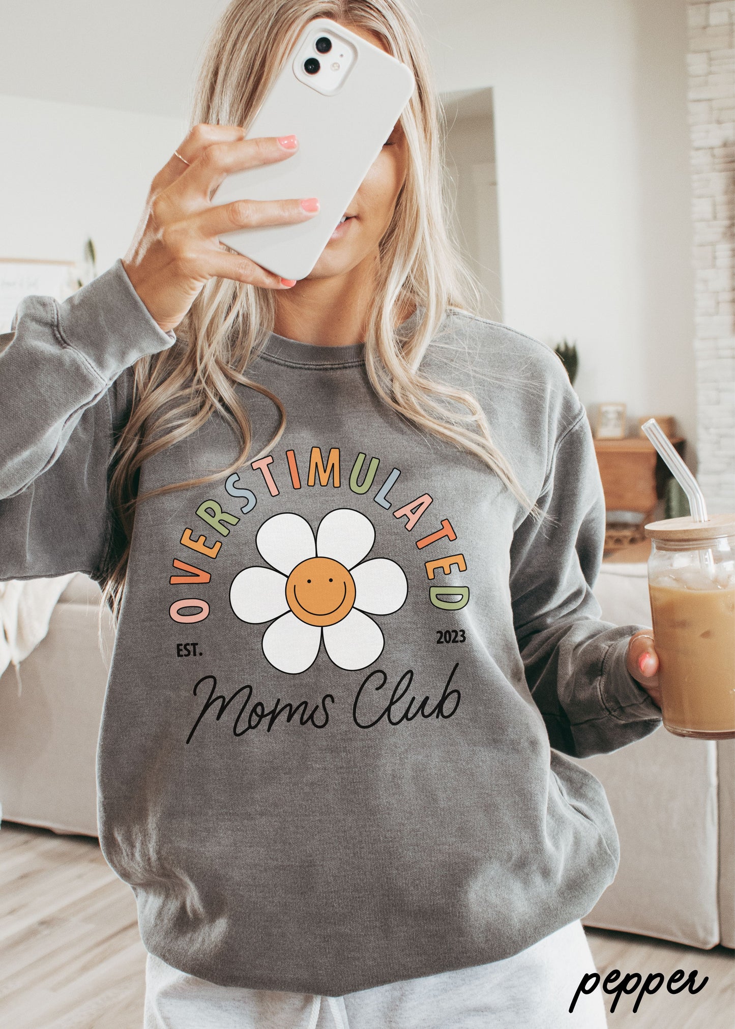 *Floral Overstimulated Moms Club Sweatshirt *7 Colors Comfort Colors (S-3X)