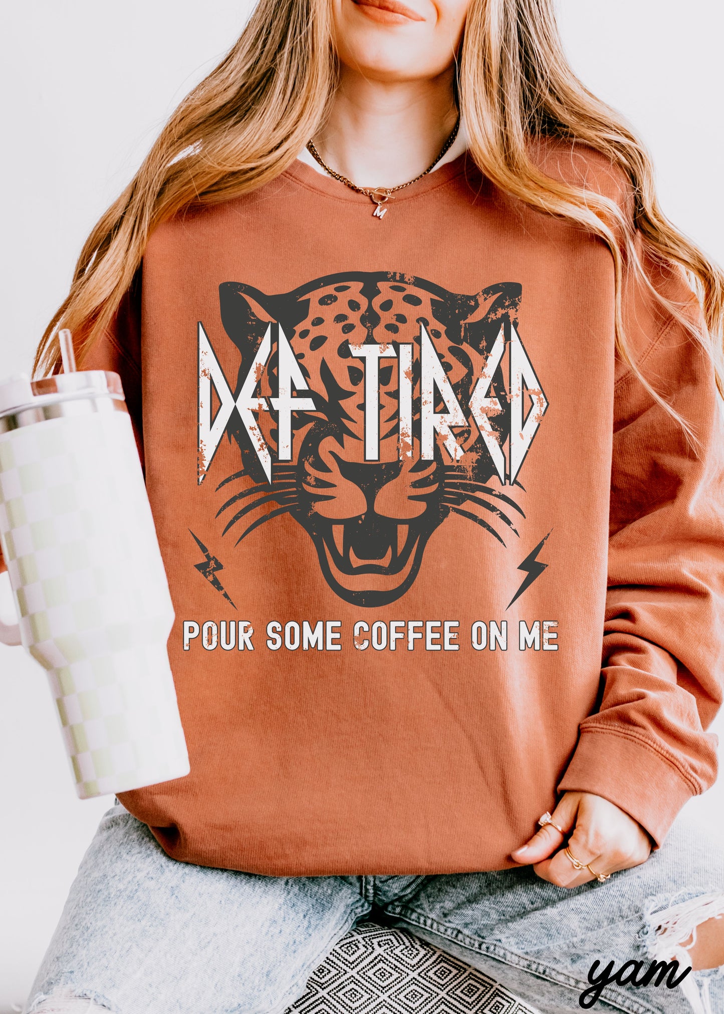 *Def Tired Coffee Sweatshirt *5 Colors Comfort Colors (S-3X)