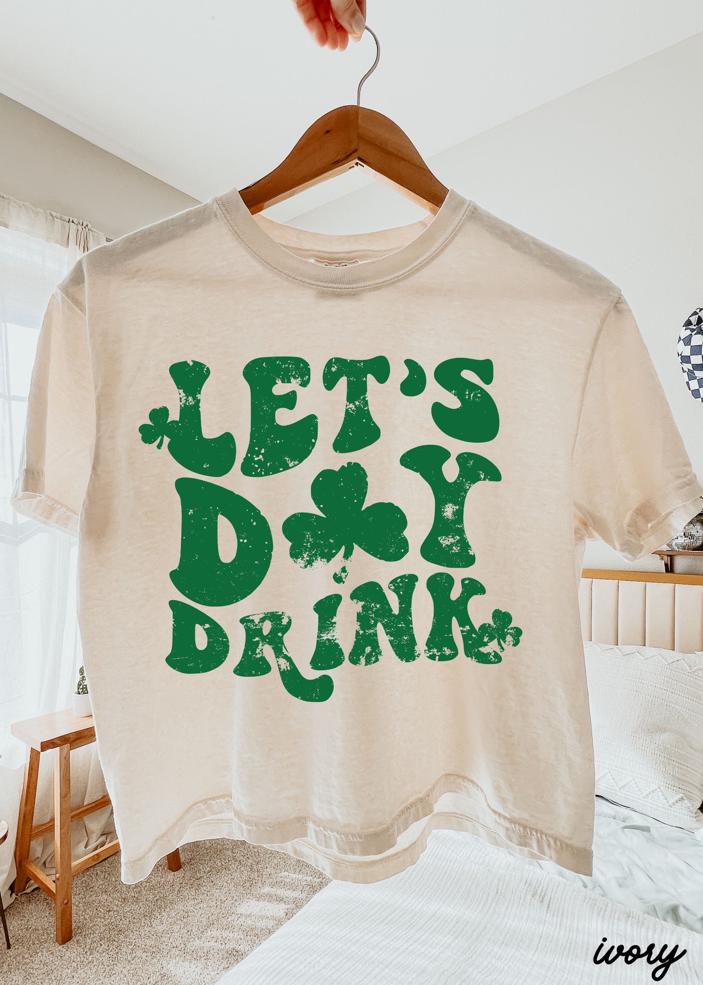 Let's Day Drink Clovers CROP Tee *Ivory (S-2X)
