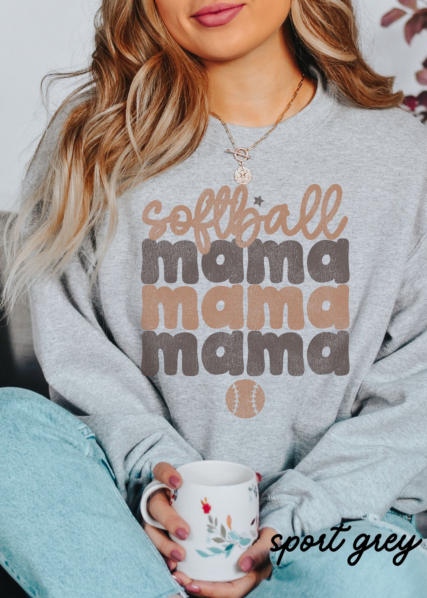*SOFTBALL Mama Two Toned Sweatshirt *4 Colors (S-5X)