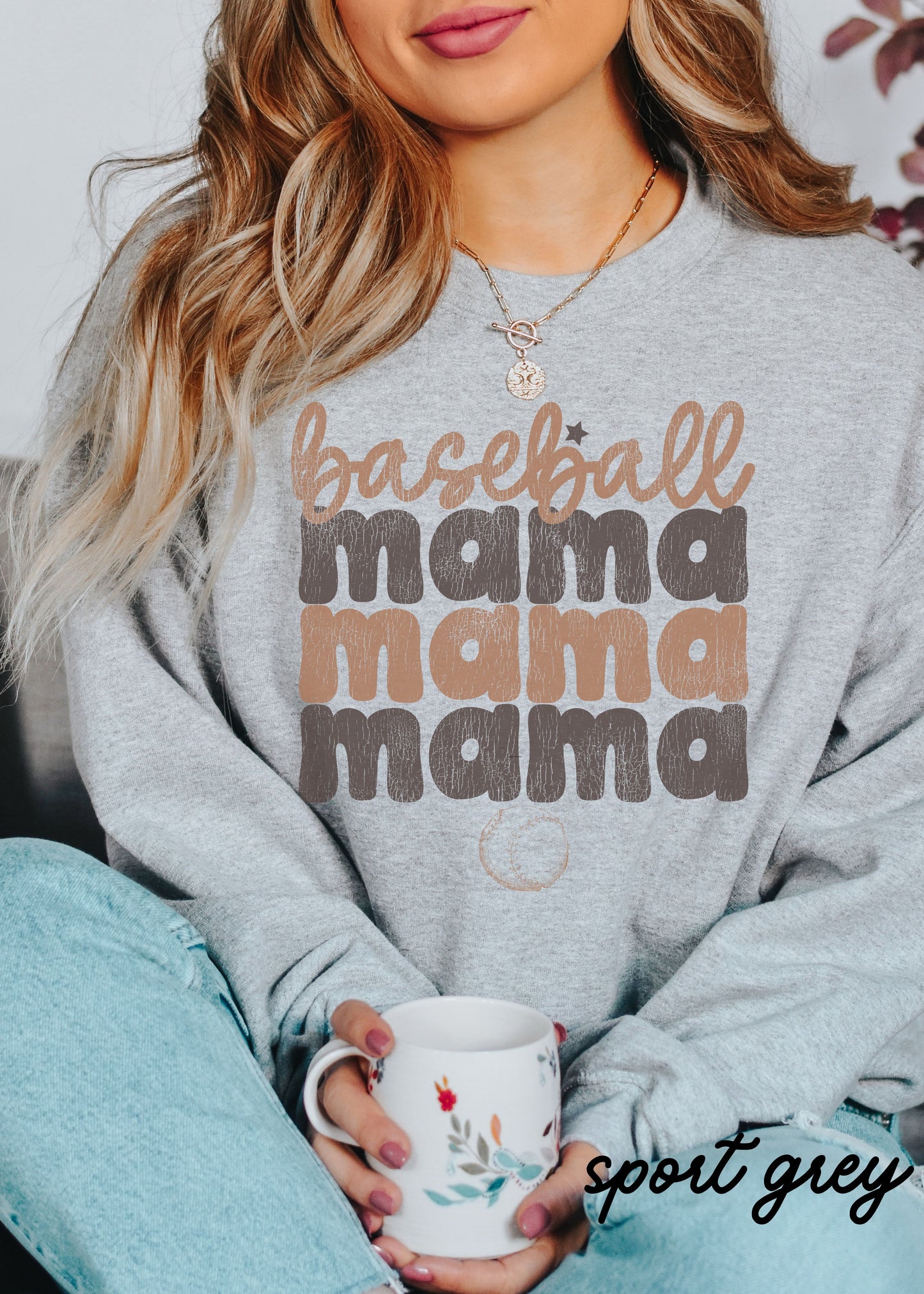 *BASEBALL Mama Two Toned Sweatshirt *4 Colors (S-5X)