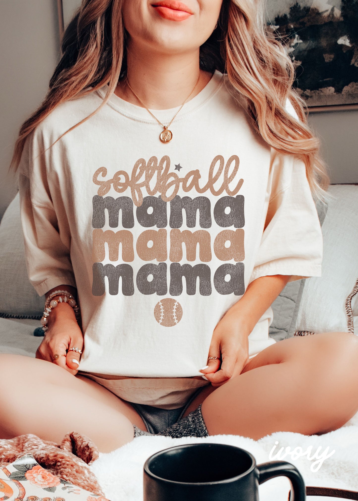 *SOFTBALL Mama Two Toned Tee *2 Colors (S-4X)