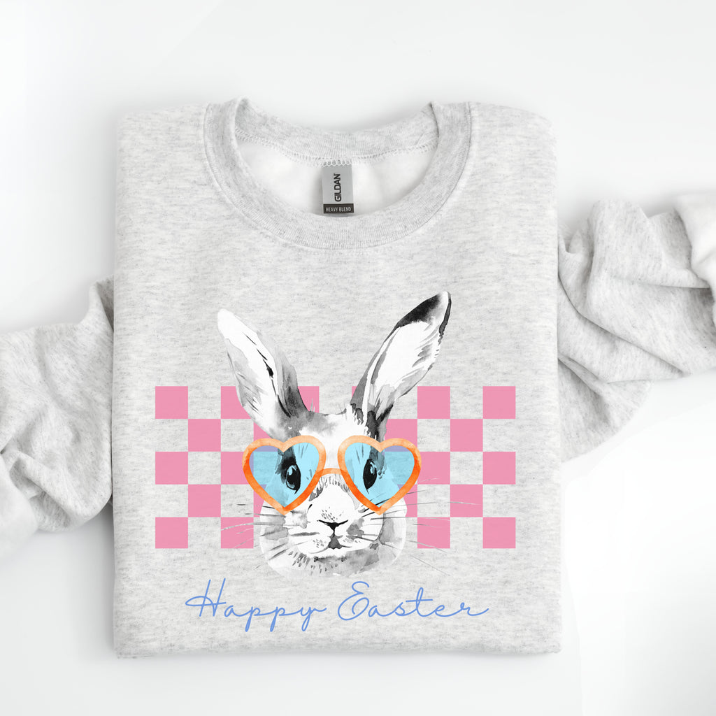 *Checkered Bunny Sweatshirt *Ash Grey (S-5X)