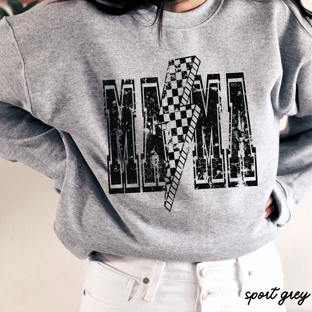 PRE-ORDER: Checkered Bolt MAMA Sweatshirt *4 Colors (S-3X)