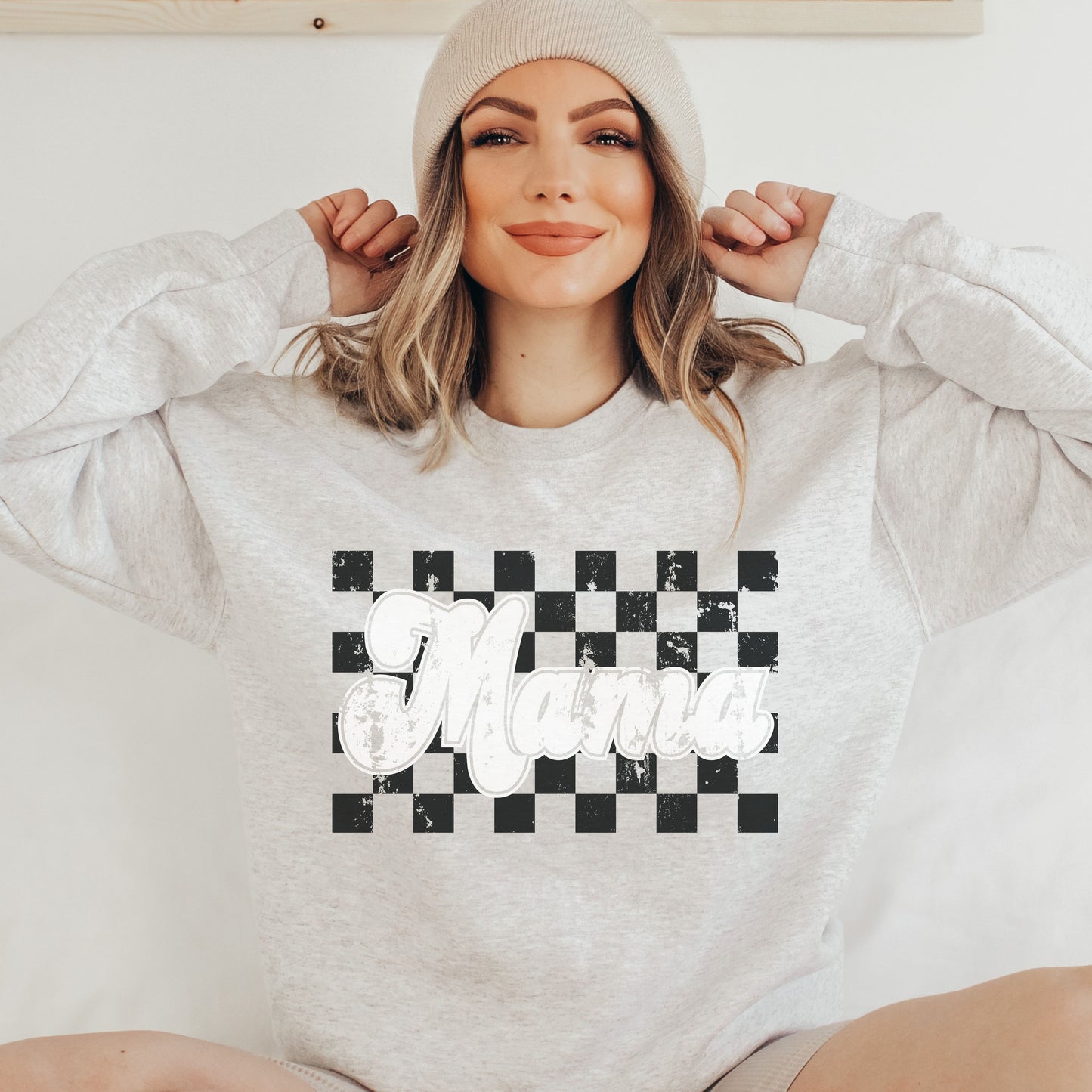 PRE-ORDER: Mama Checkered ASH Grey (S-3X)