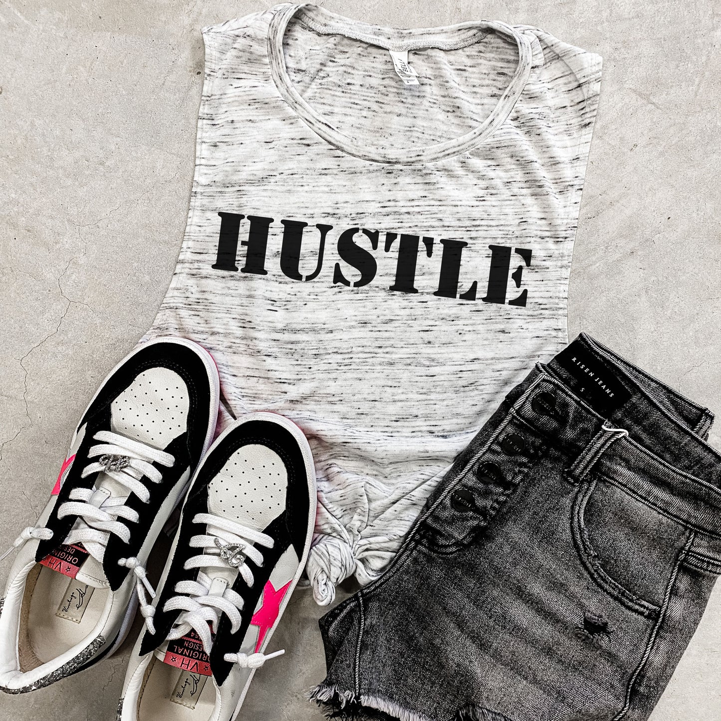 Pre Order: Hustle Tank *White Marble (S-2X)