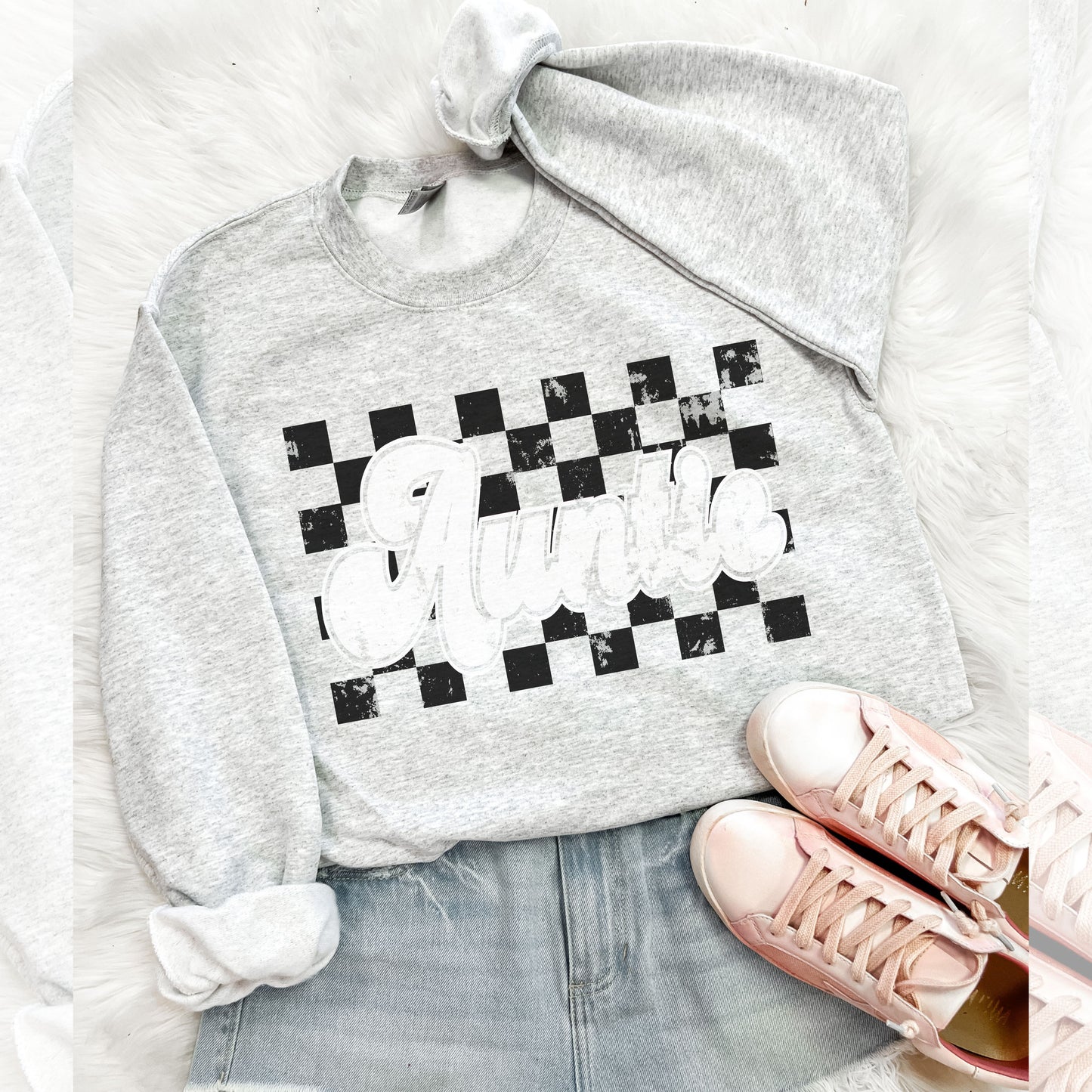 *AUNTIE Checkered ASH Grey (S-3X)