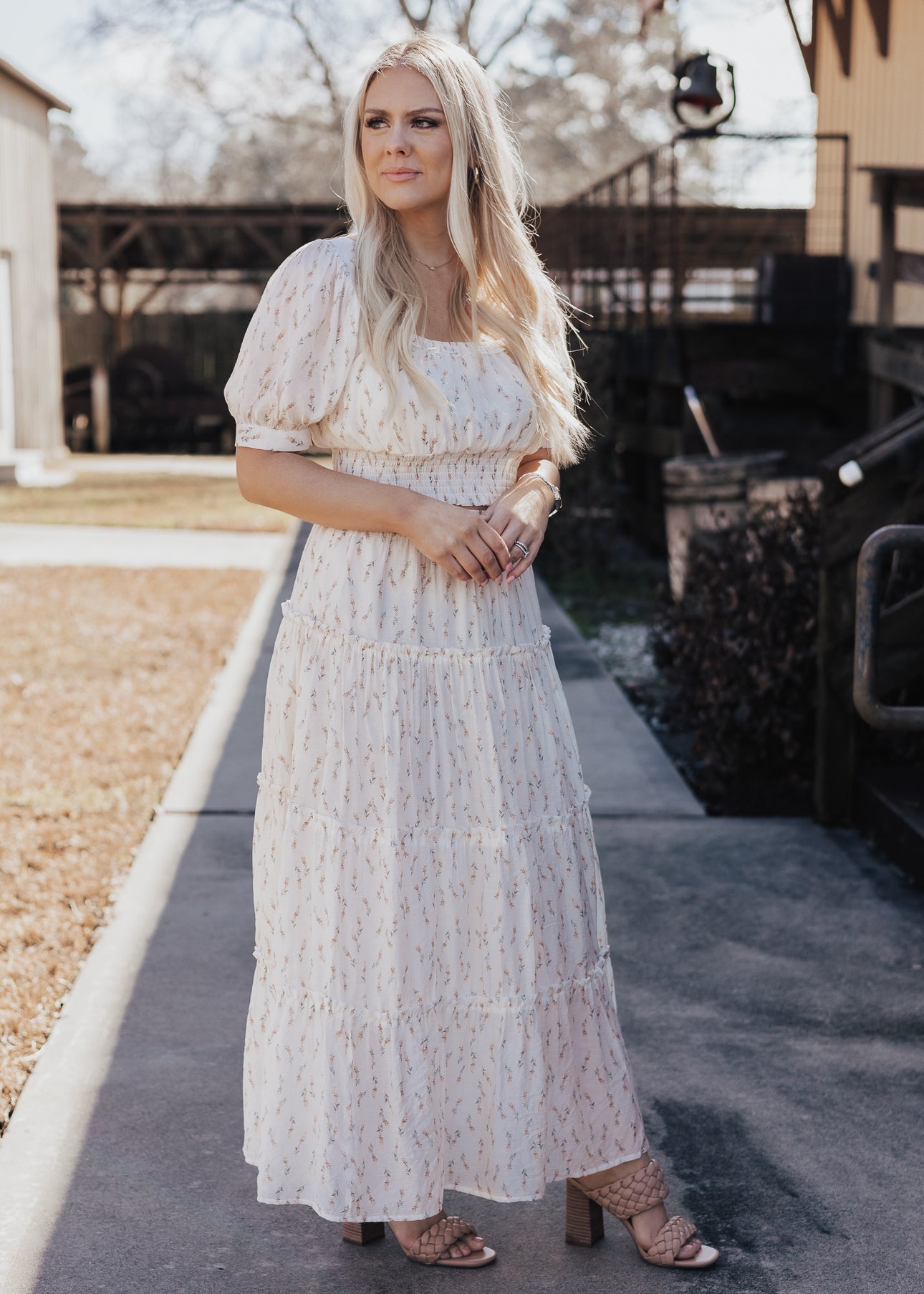 SMALL: Cream Floral Crop Blouse