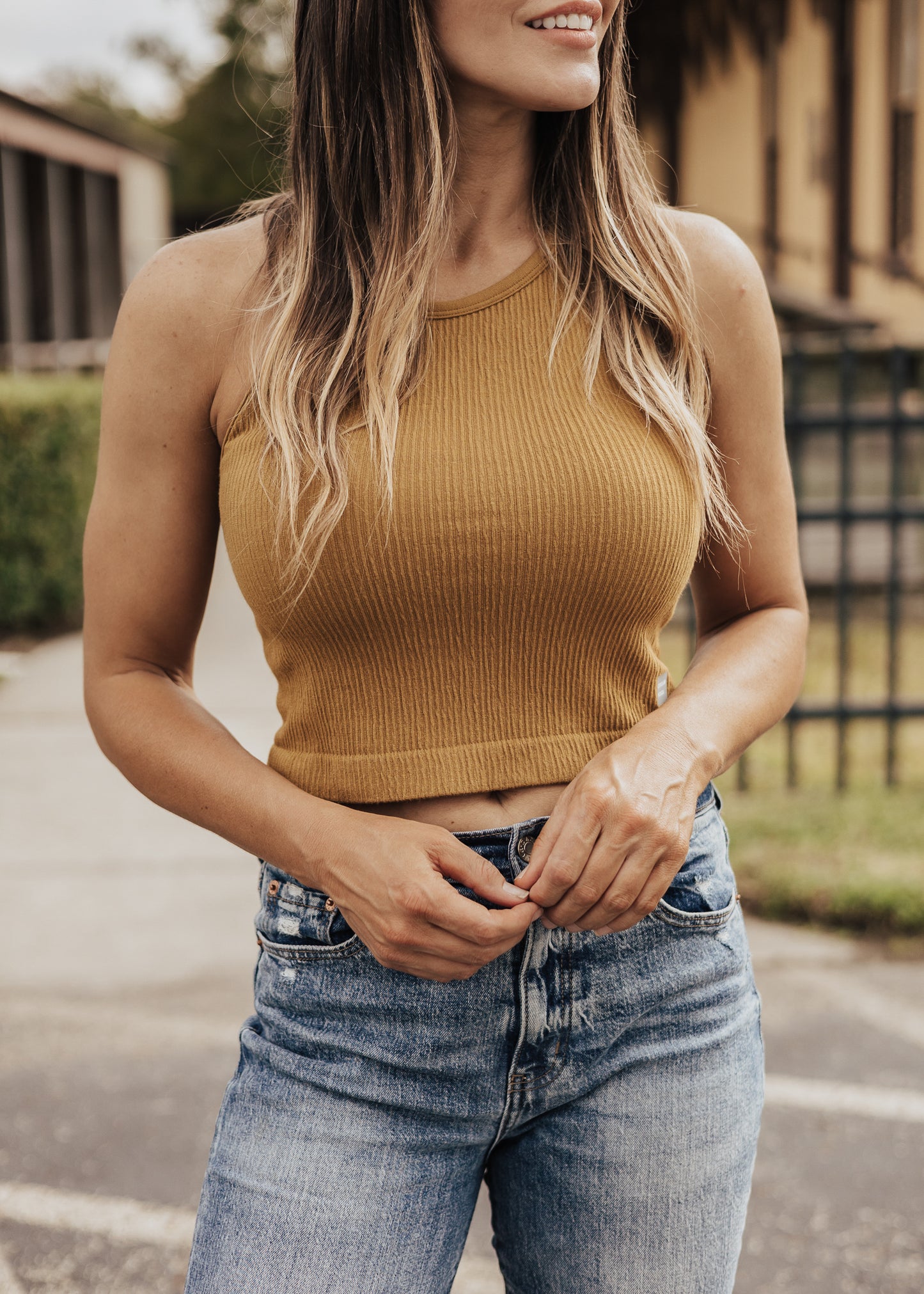 Cream Yoga Clair Tank Bralette *HONEY