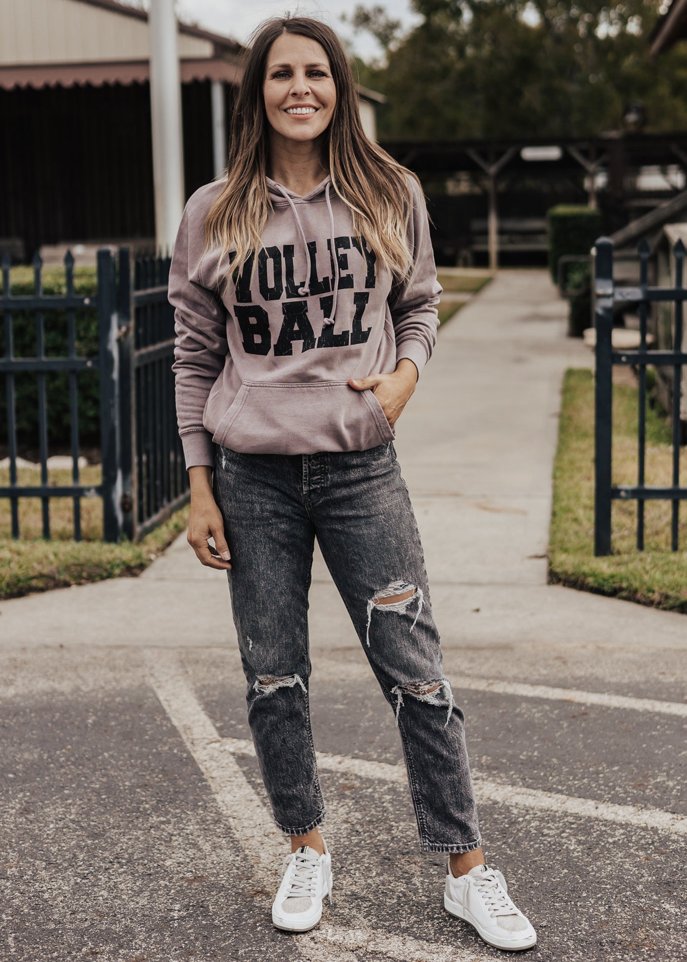 PRE-ORDER: Volleyball Vintage Raglan Hoodie *Zinc (Grey/Purple) (S-3X)