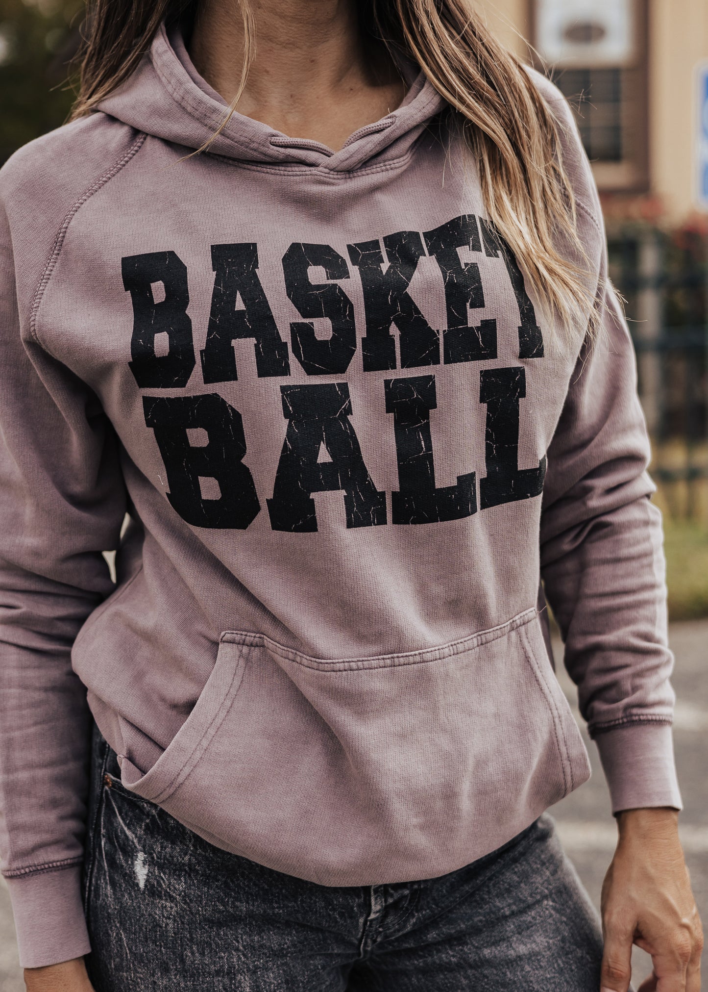 Basketball Vintage Raglan Hoodie *Zinc (Grey/Purple) (S-3X)