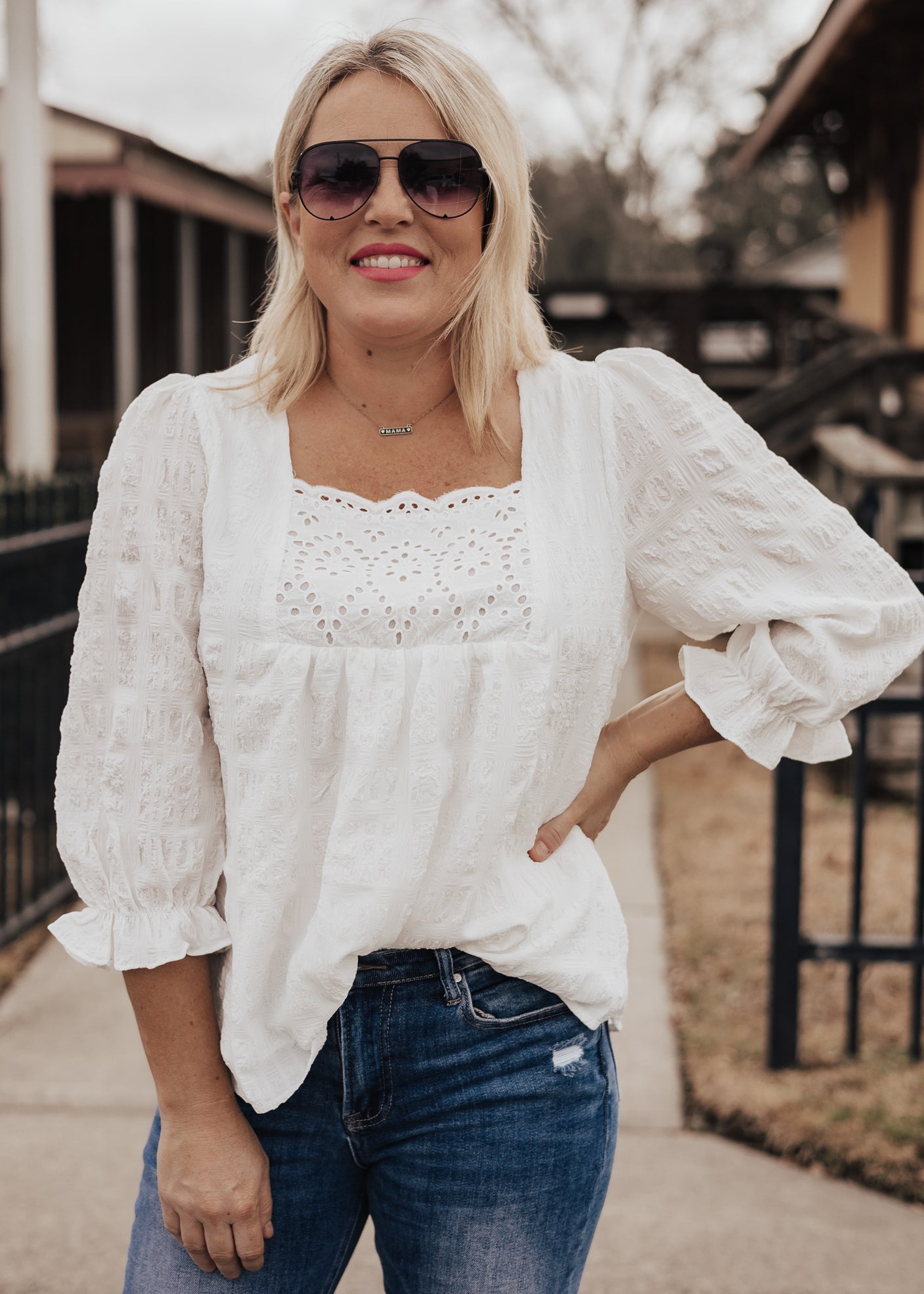 SMALL: Eyelet Square Blouse *IVORY