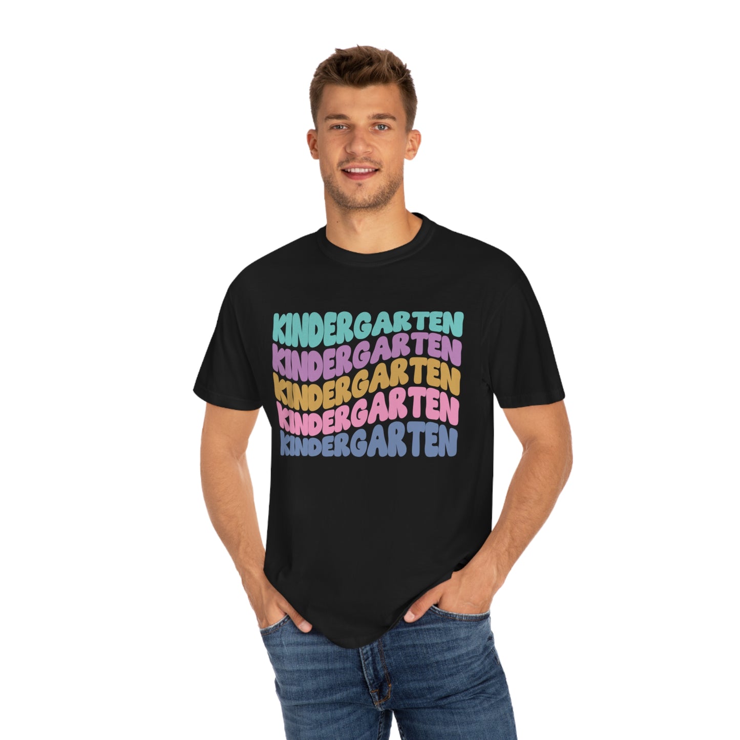 *Personalized KINDERGARTEN Grade Wavy Tee *8 Colors (S-4X)