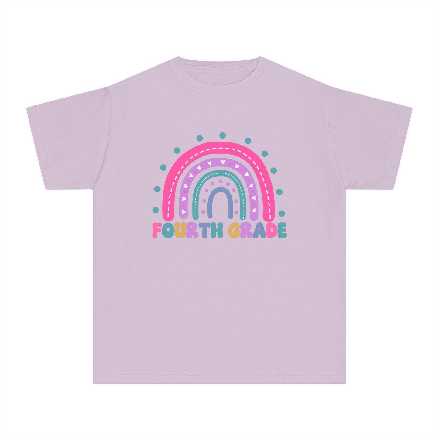 *Youth Personalized FOURTH Grade Rainbow Tee *8 Colors (XS-XL)