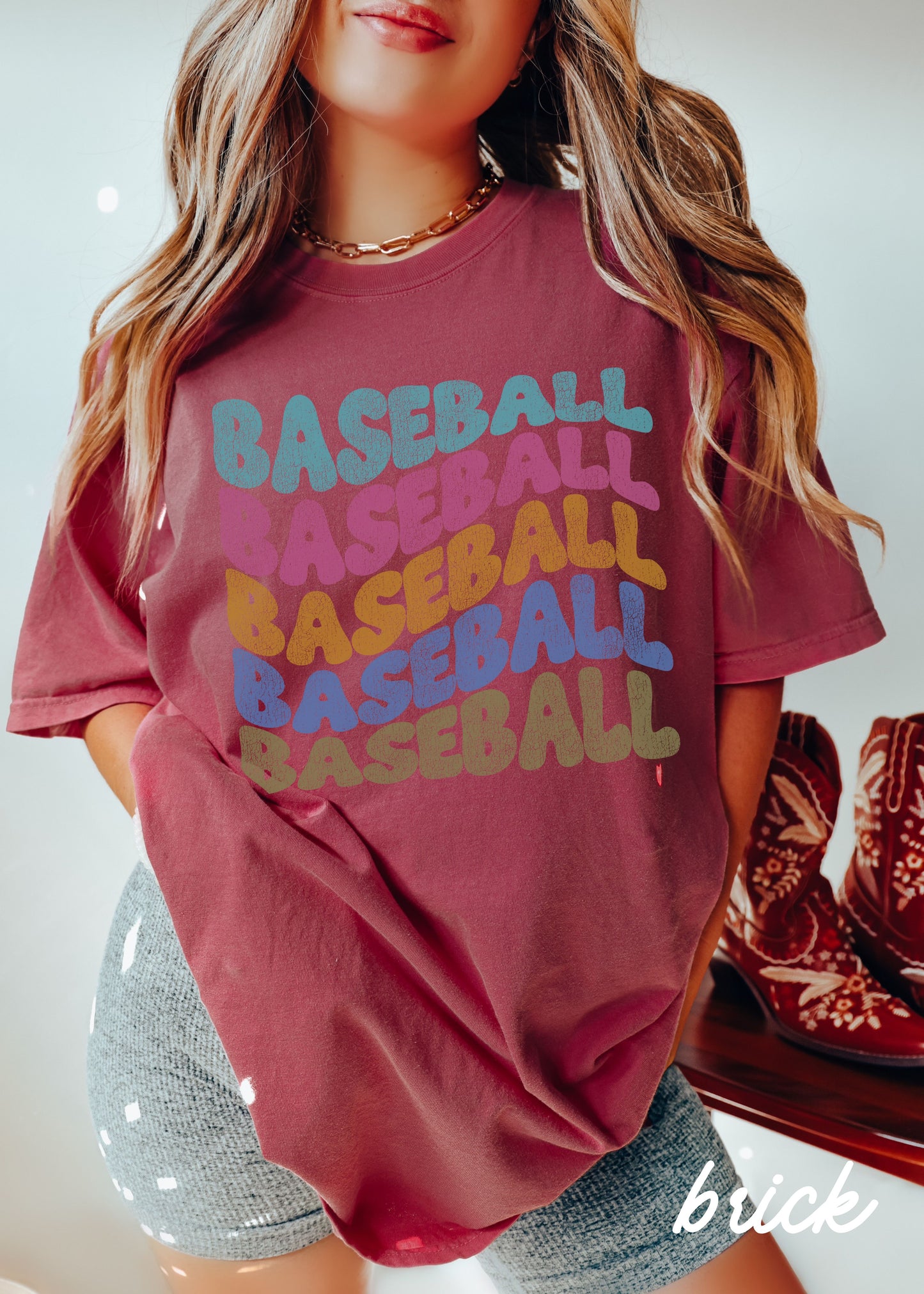*Baseball Wavy Tee *10 Colors (S-4X)