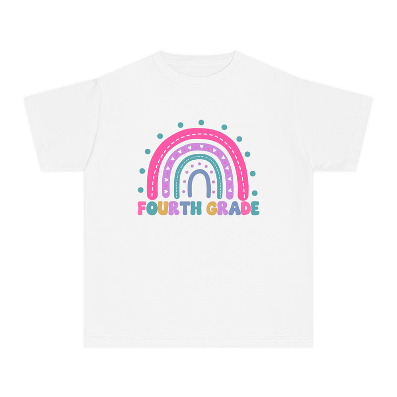 *Youth Personalized FOURTH Grade Rainbow Tee *8 Colors (XS-XL)
