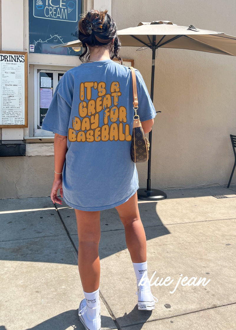 *PERSONALIZED Great Day for Baseball Back Print Tee *7 Colors (S-4X)