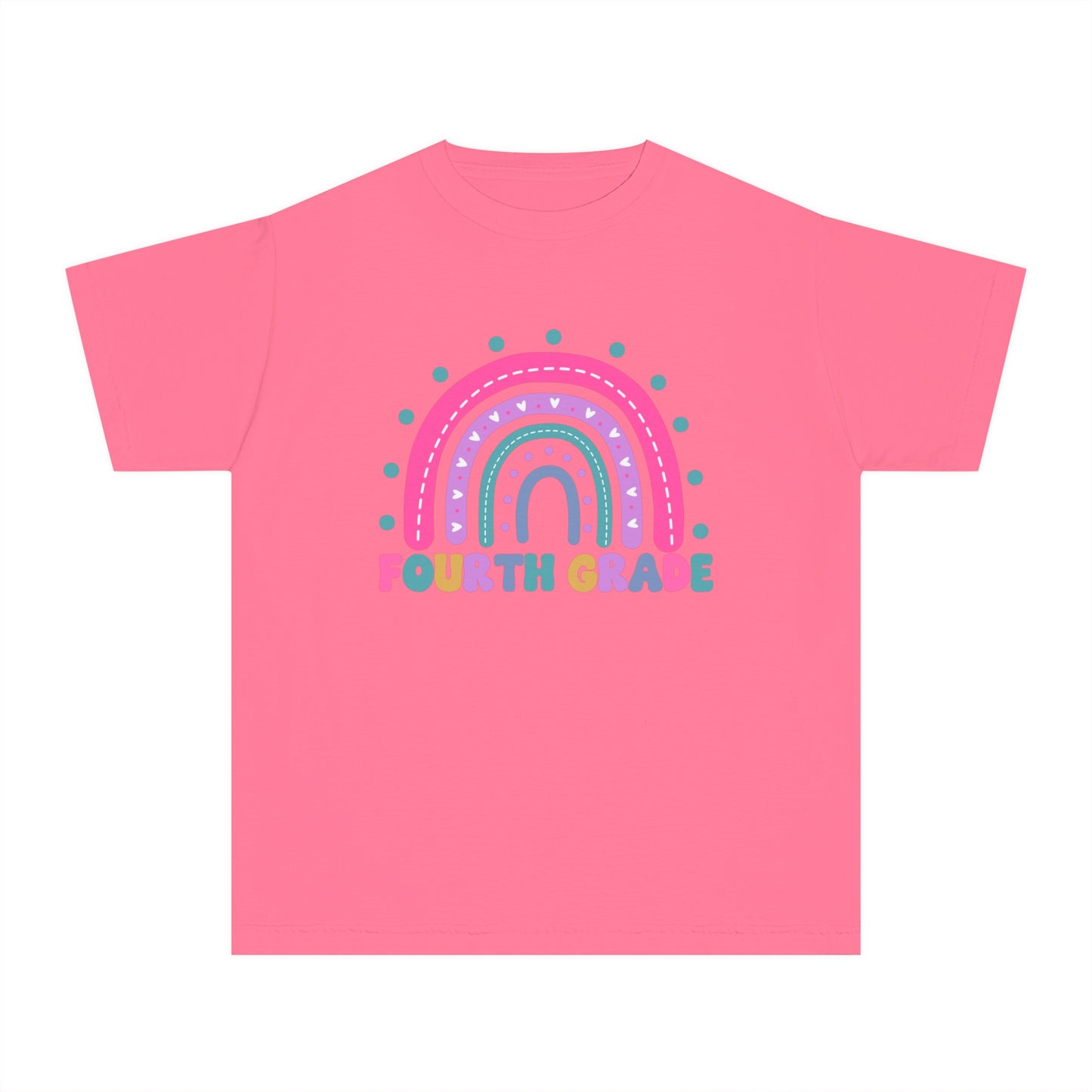 *Youth Personalized FOURTH Grade Rainbow Tee *8 Colors (XS-XL)