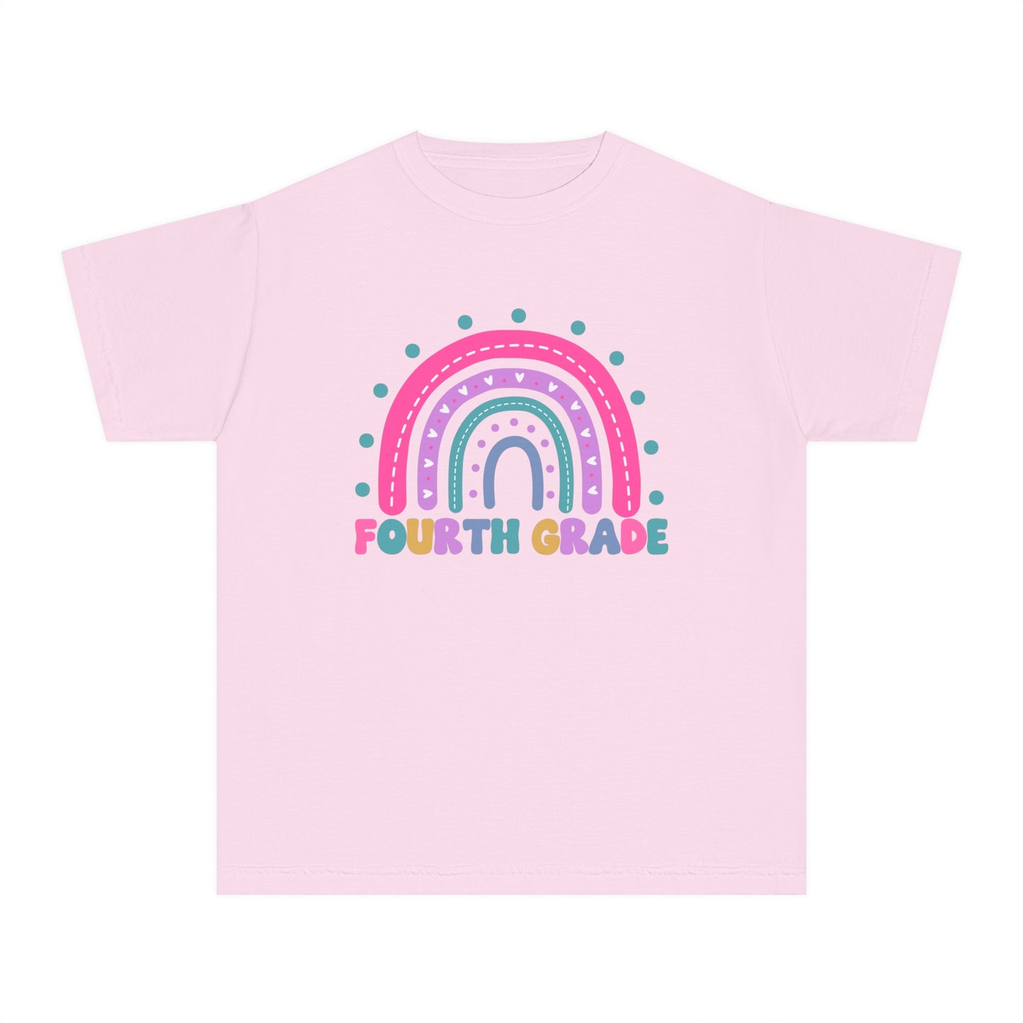 *Youth Personalized FOURTH Grade Rainbow Tee *8 Colors (XS-XL)