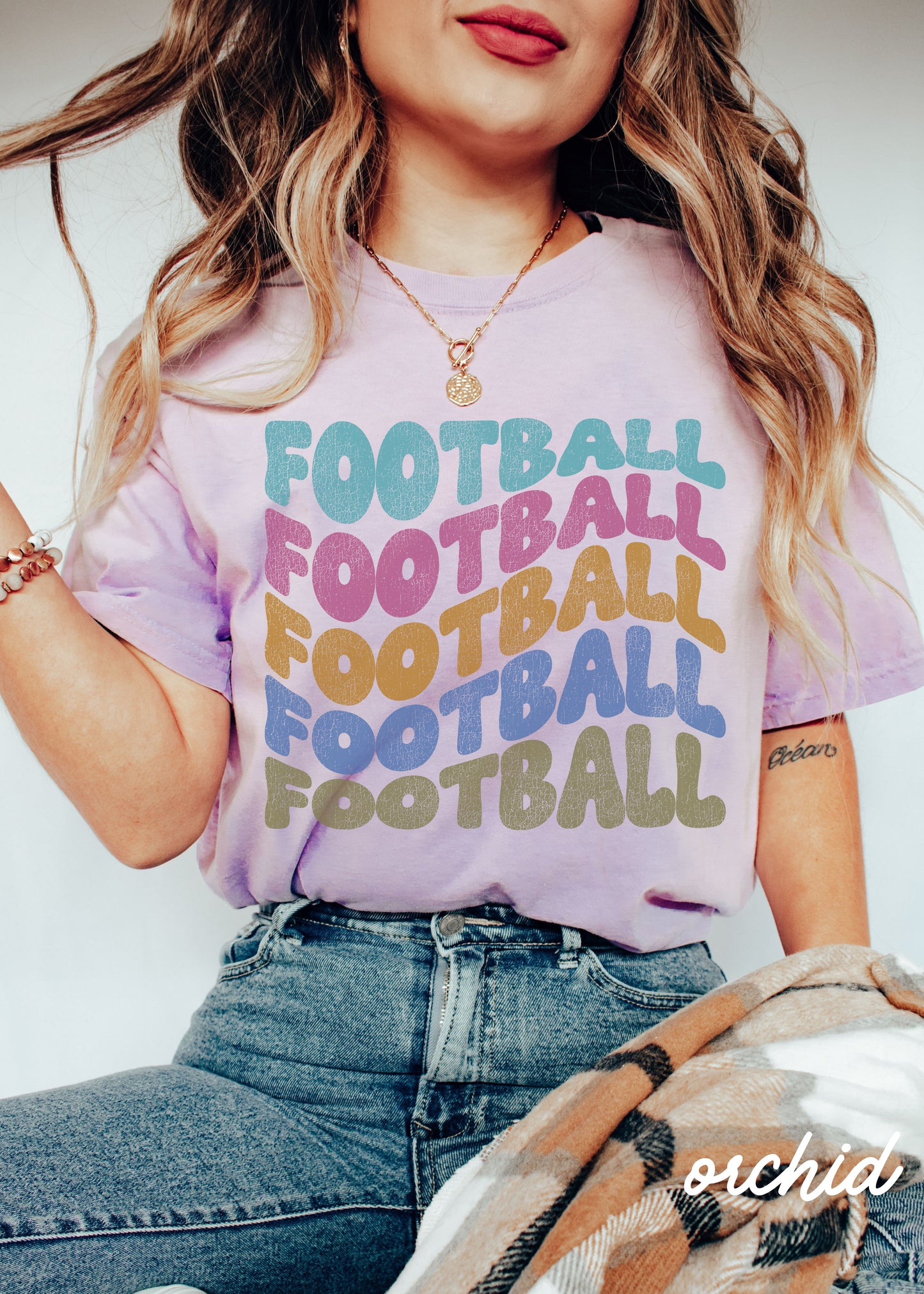 *Youth FOOTBALL Wavy Tee *5 Colors (XS-XL)