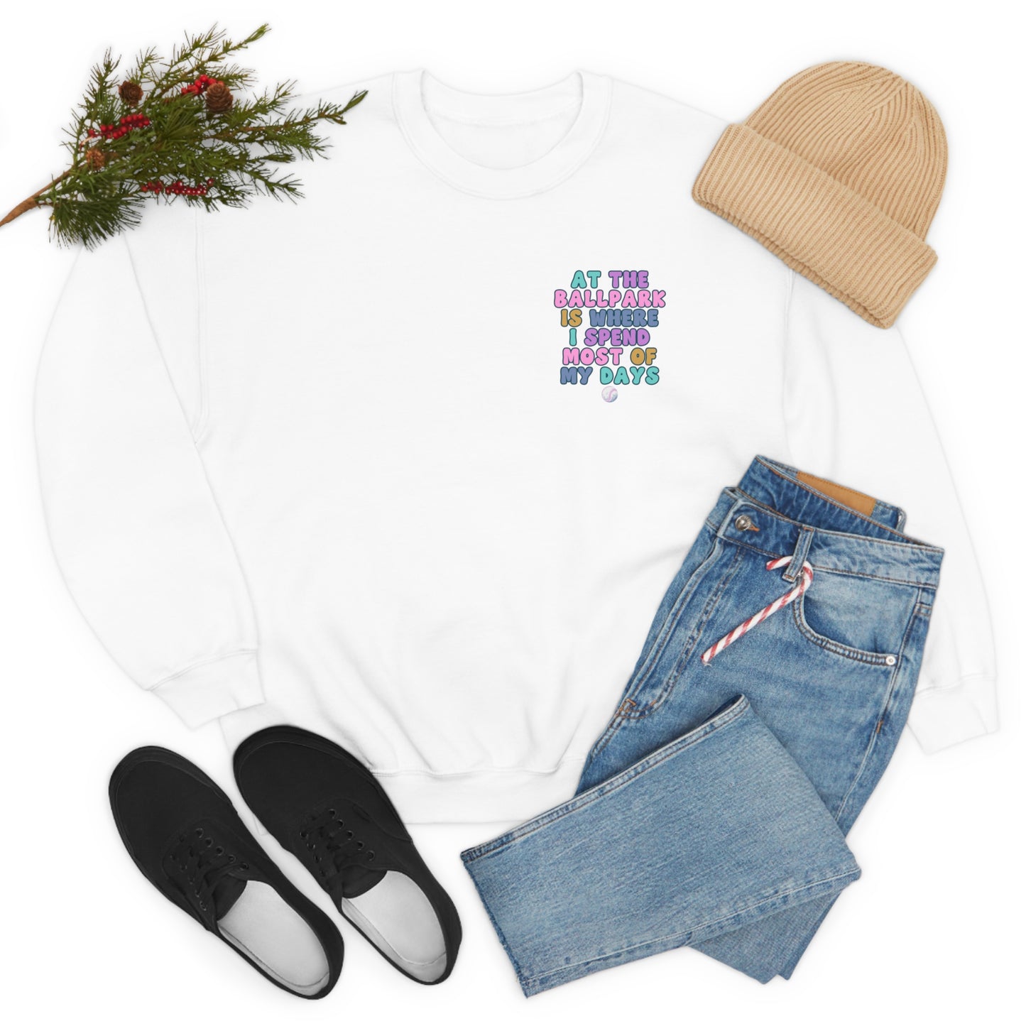 *At the Ballpark Sweatshirt Back Print *5 Colors (S-5X)