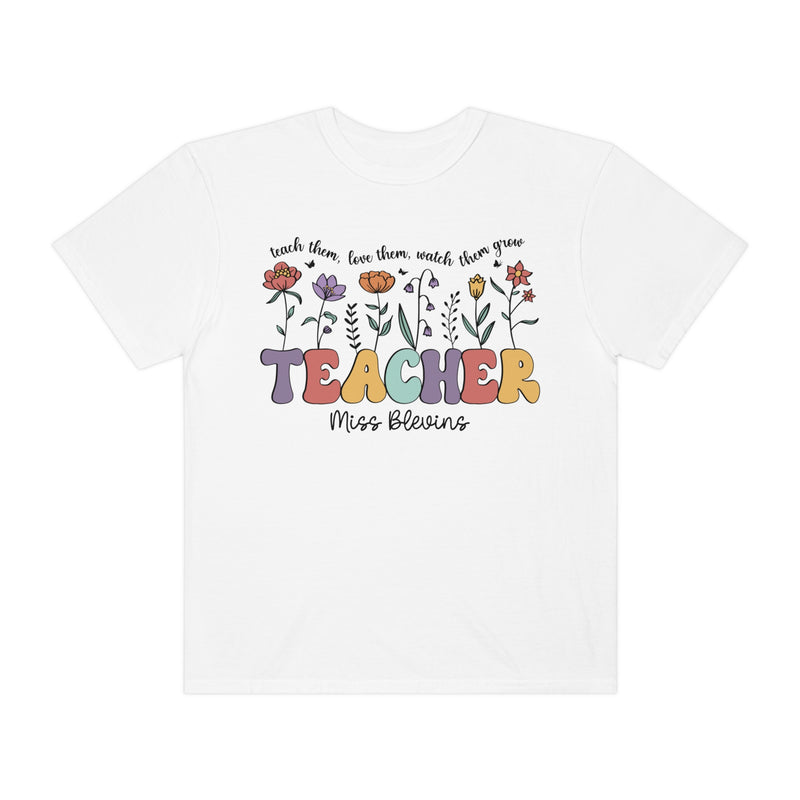 *Personalized MISS BLEVINS Floral Teacher Tee *9 Colors (S-4X)