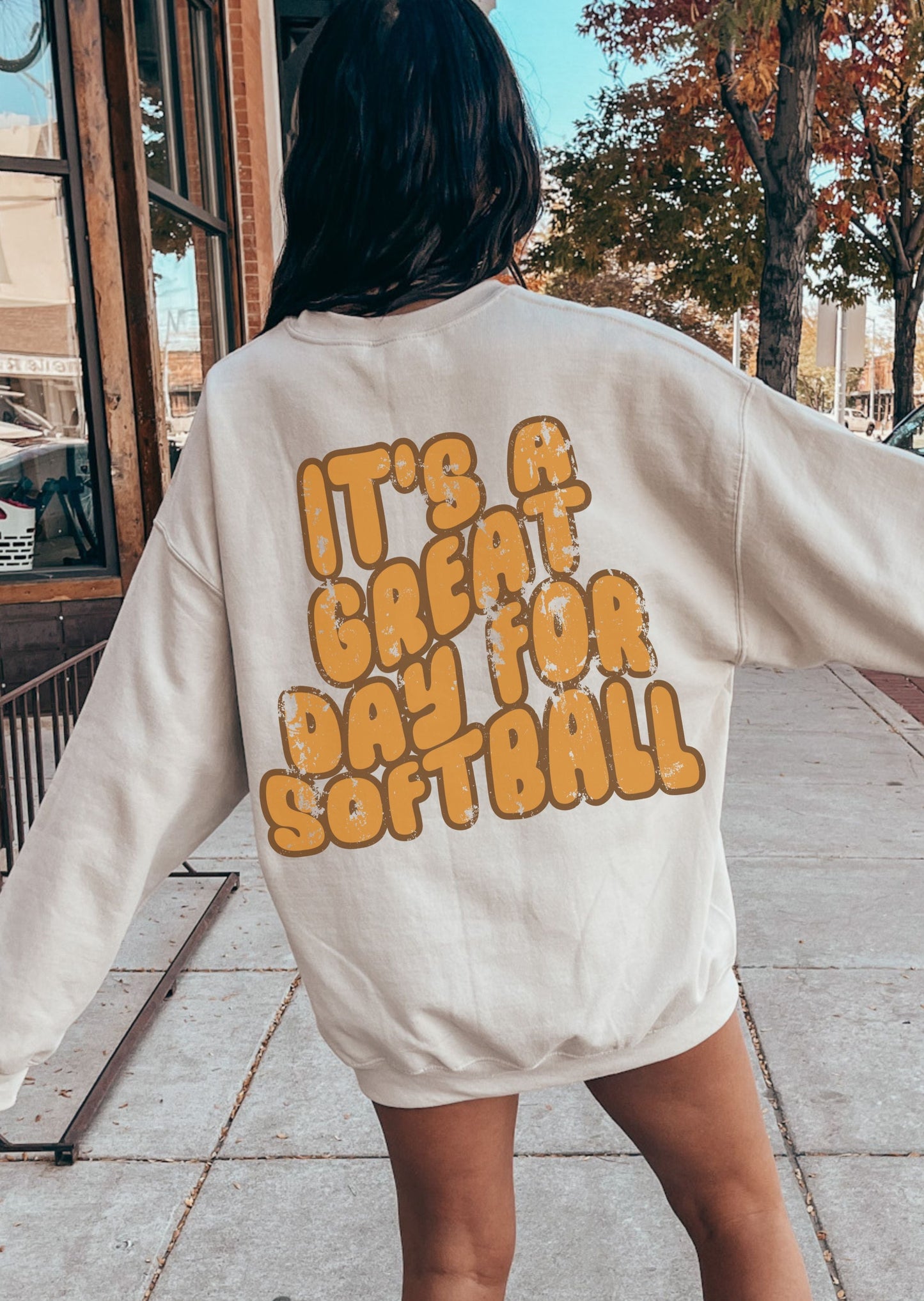 *PERSONALIZED Great Day for SOFTBALL Back Print Sweatshirt *5 Colors (S-5X)