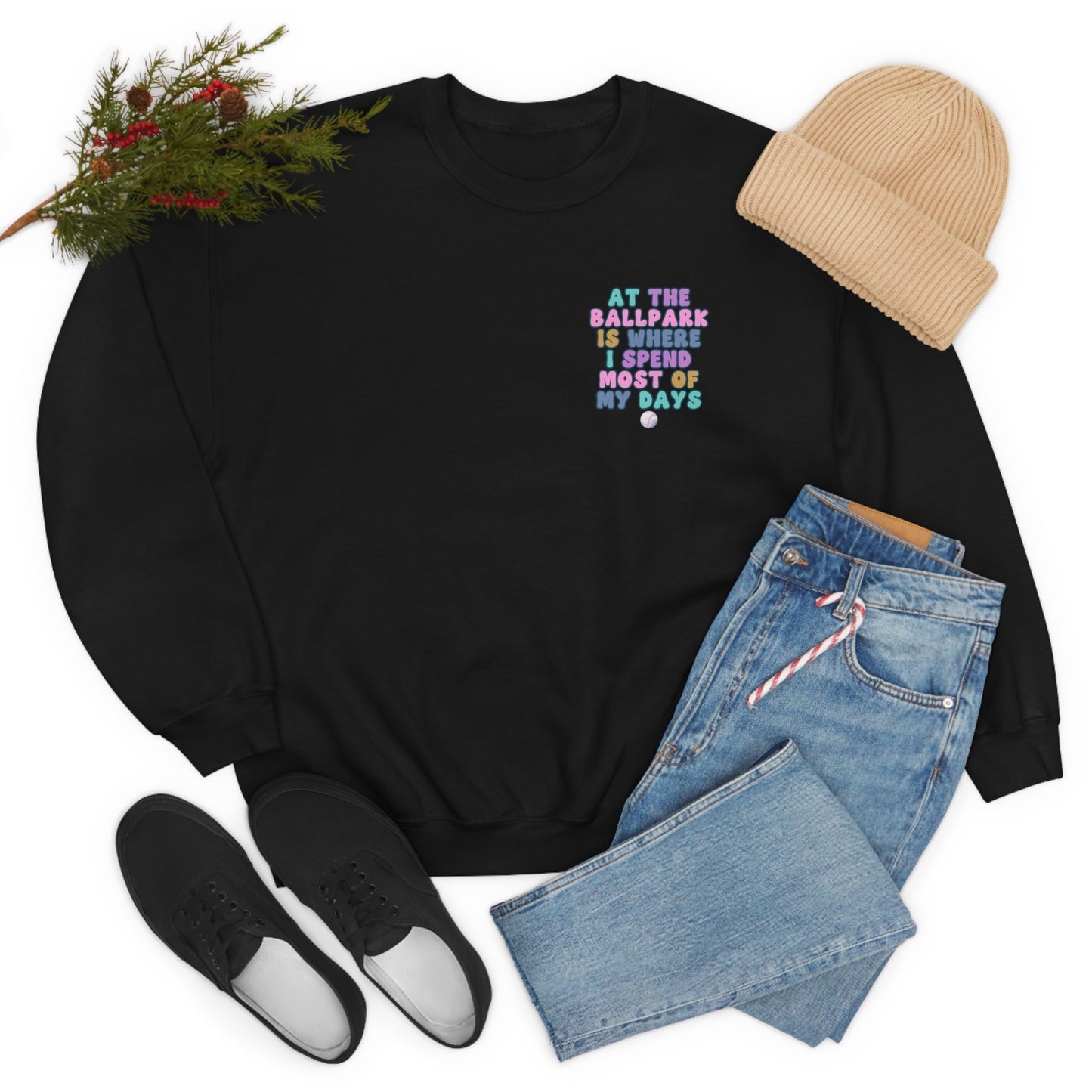 *At the Ballpark Sweatshirt Back Print *5 Colors (S-5X)