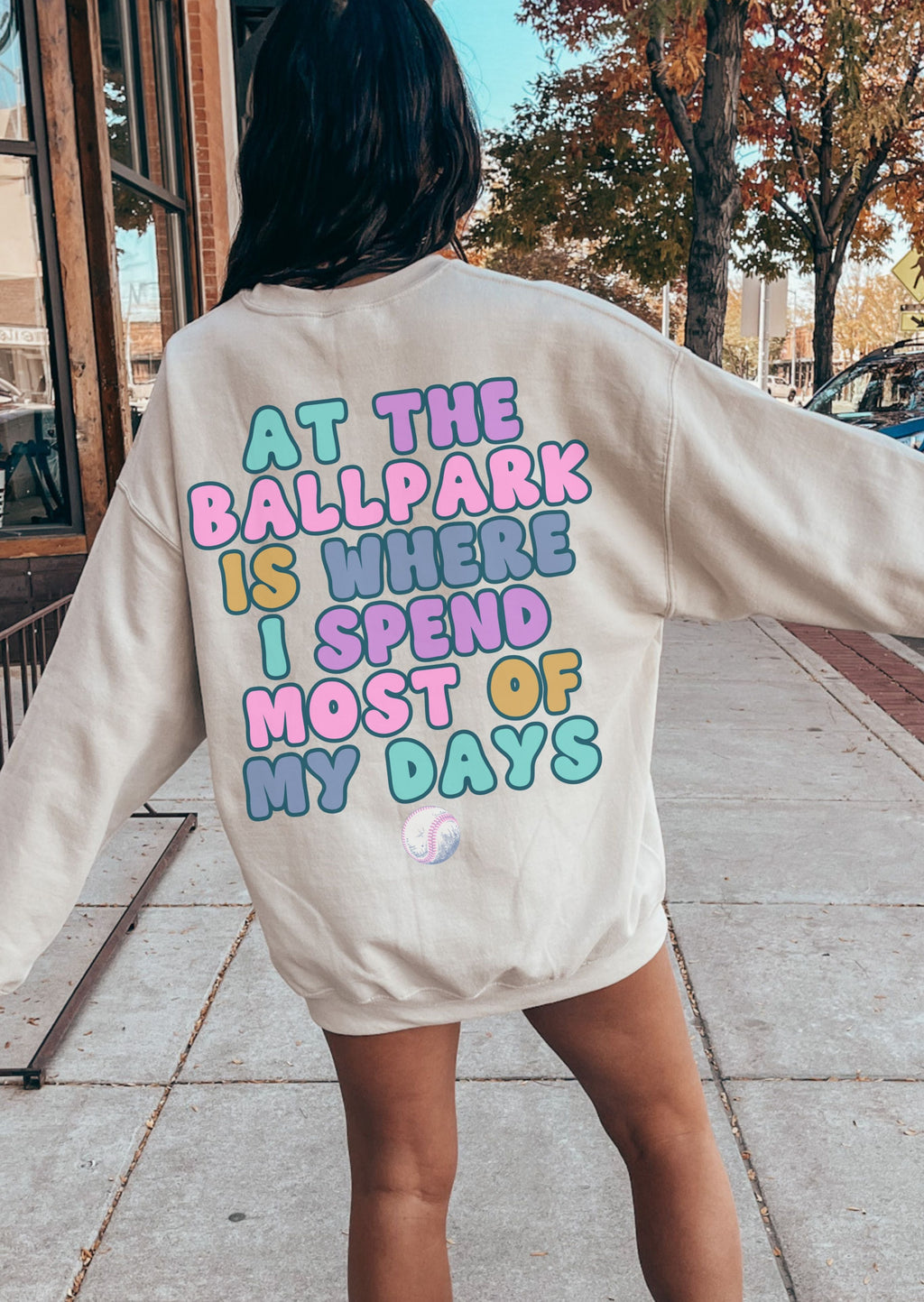 *At the Ballpark Back Print Sweatshirt *5 Colors (S-5X)