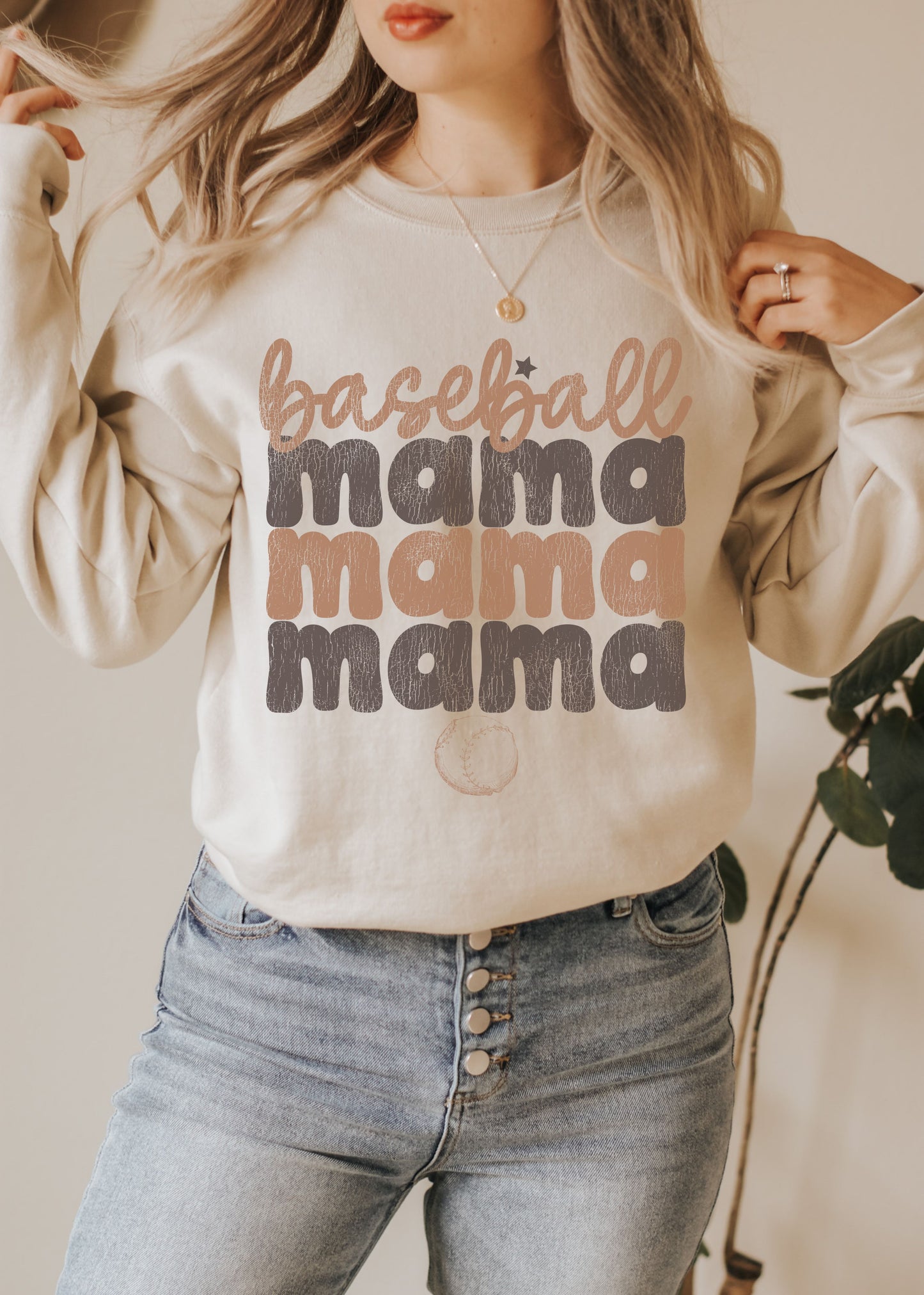 *BASEBALL Mama Two Toned Sweatshirt *4 Colors (S-5X)