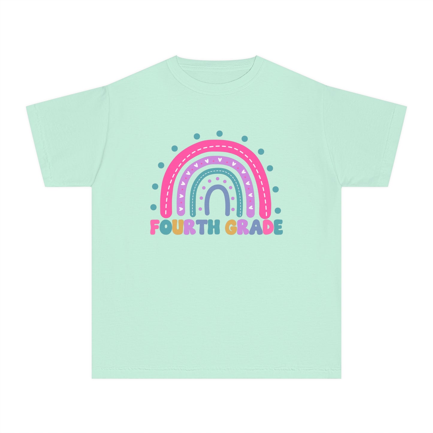 *Youth Personalized FOURTH Grade Rainbow Tee *8 Colors (XS-XL)