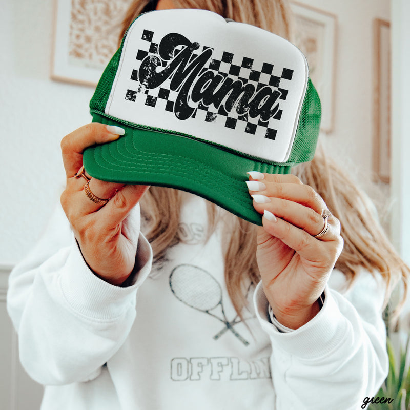 Checkered Mama Trucker Hat *5 COLORS