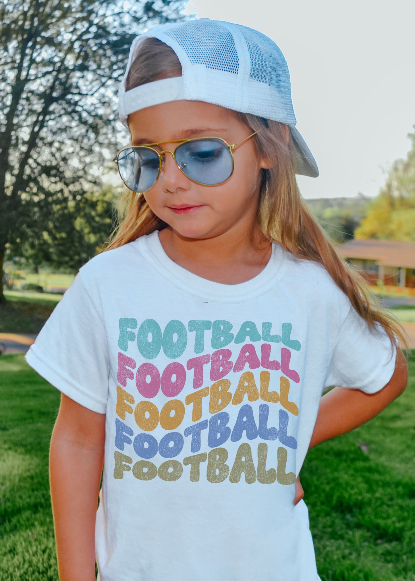 *Youth FOOTBALL Wavy Tee *5 Colors (XS-XL)