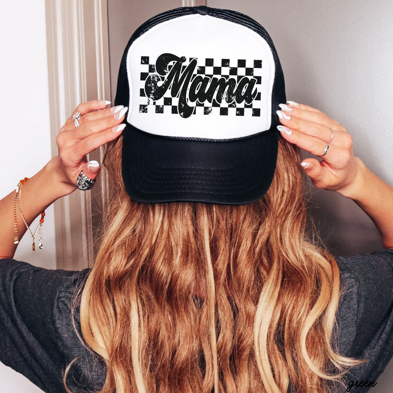 Checkered Mama Trucker Hat *5 COLORS