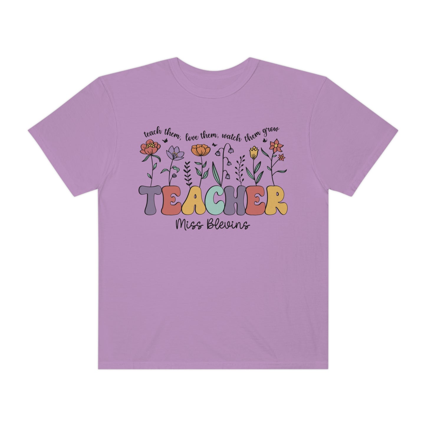 *Personalized MISS BLEVINS Floral Teacher Tee *9 Colors (S-4X)