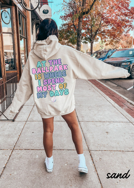 *At the Ballpark Back Print Hoodie *6 Colors (S-5X)