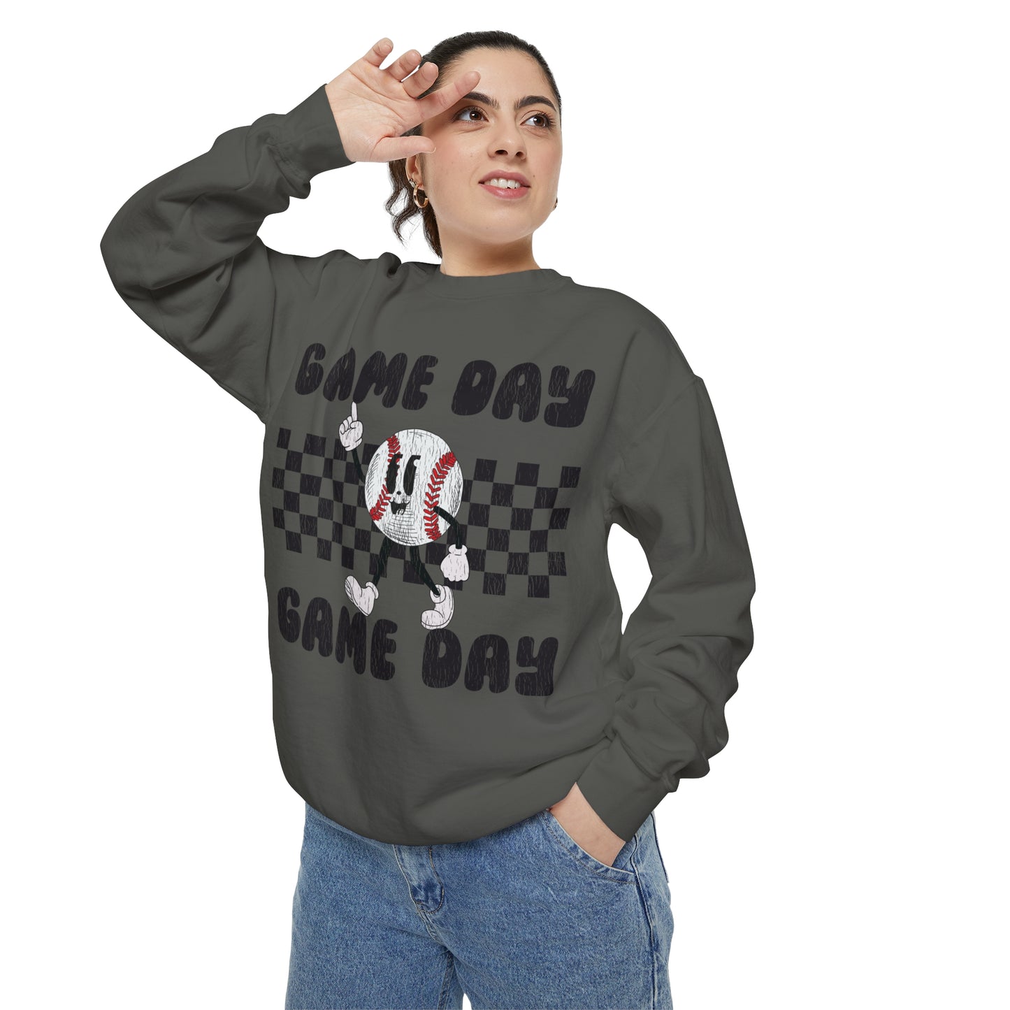 *Game Day Baseball Mascot Comfort Colors Sweatshirt (S-2X)