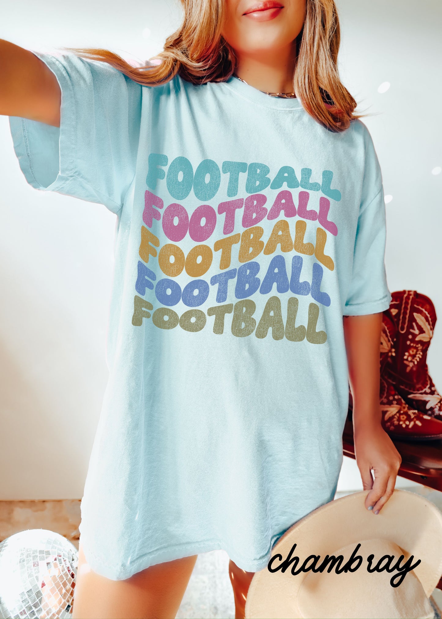 *Youth FOOTBALL Wavy Tee *5 Colors (XS-XL)