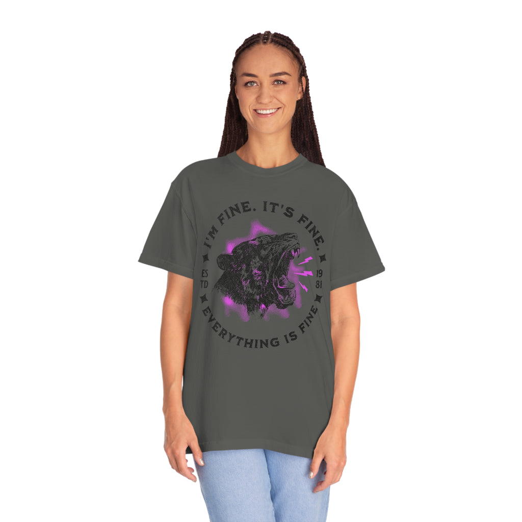 * Black on Pepper Comfort Colors Everything is Fine Cheetah Tee *6 Colors (S-4X)