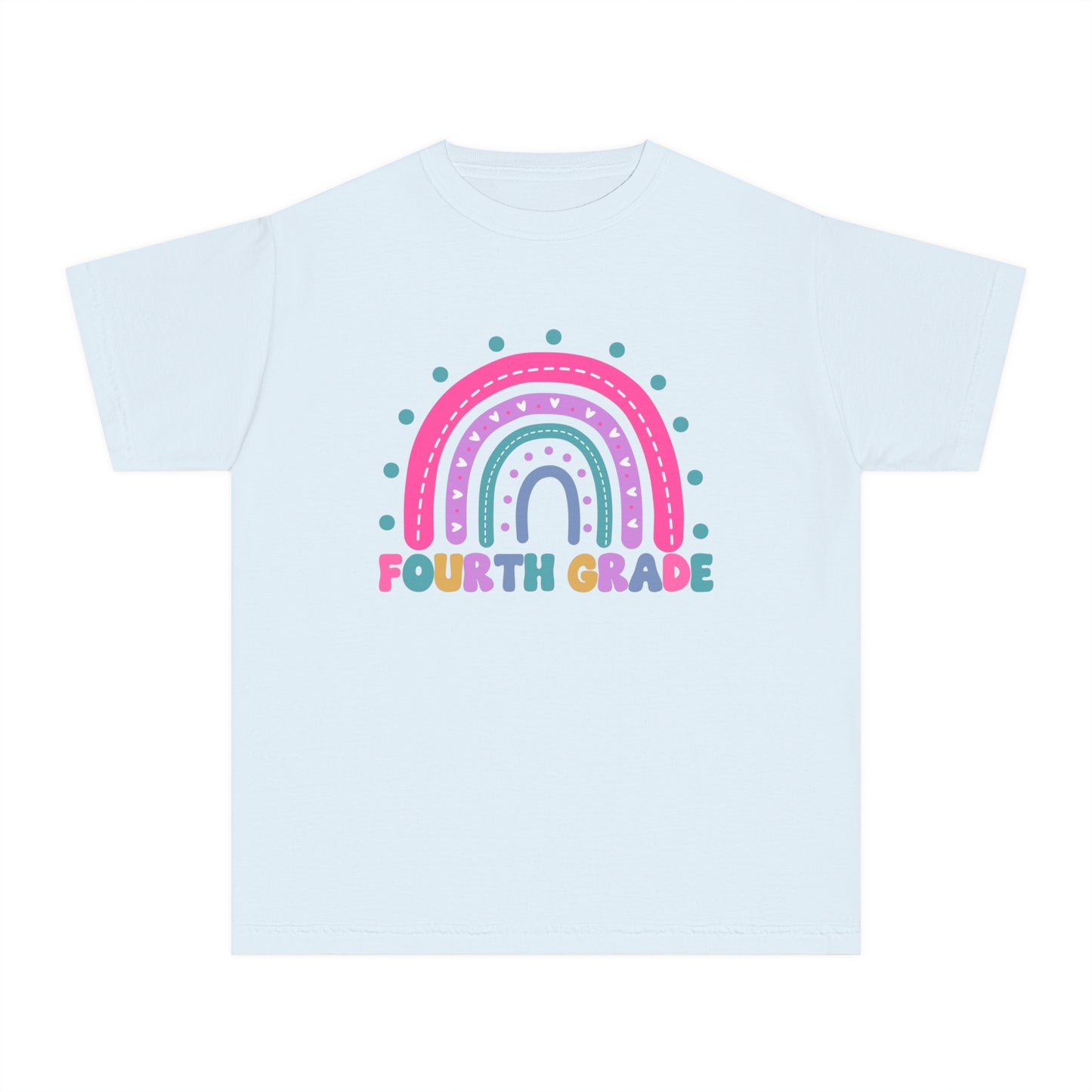 *Youth Personalized FOURTH Grade Rainbow Tee *8 Colors (XS-XL)
