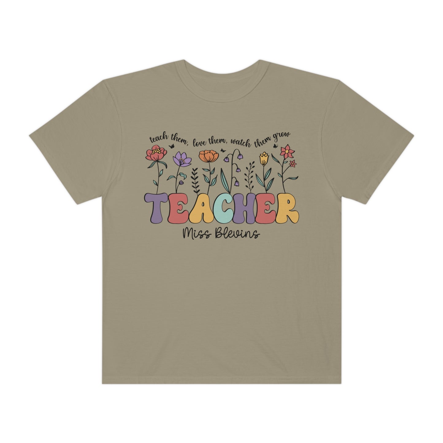 *Personalized MISS BLEVINS Floral Teacher Tee *9 Colors (S-4X)